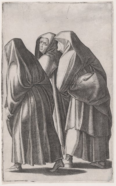 墓に行く3人の聖なる女性、ca。 1514-36。 作： Agostino Veneziano