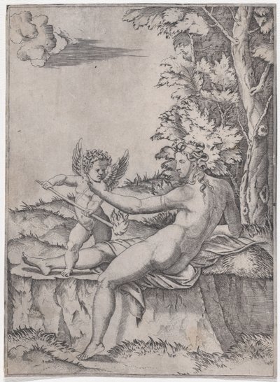 金星とエロス、約。 1514-36。 作： Agostino Veneziano