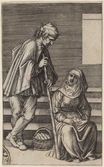 農民と卵女 作： Agostino dei Musi after Raphael