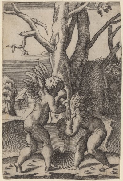二つの愛 作： Agostino dei Musi after Raphael