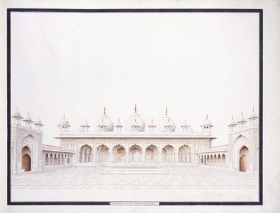 アグラ城塞のモティムスジッド、c。 1815年（鉛筆とw - c） 作： Agra School