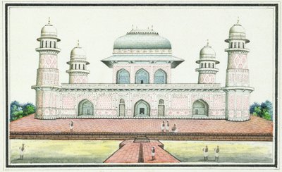 イティマドウッダウラの墓、アグラ近郊、1830年代頃（紙、インク、鉛筆、紙） 作： Agra School