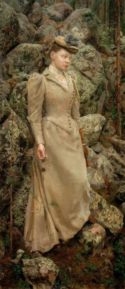 岩の多い風景の中のマリーガレン 作： Akseli Valdemar Gallen Kallela
