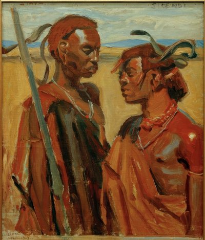 2人のマサイ族の戦士 作： Akseli Valdemar Gallen Kallela