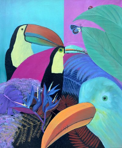 エキゾチックな夢極楽鳥、2021年（キャンバスに油彩） 作： Akturk Yasemin