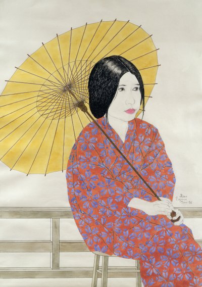 傘、1996（紙にインク、トイレ、ガッシュ、木炭） 作： Alan Byrne