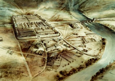 チェスターのローマン フォート、c2nd 世紀、c1960 年代 作： Alan Ernest Sorrell
