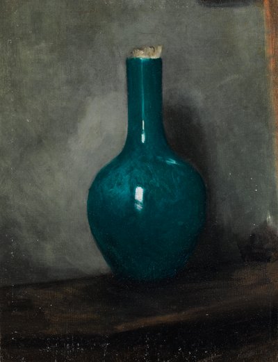 灰色の背景に青い花瓶、1885年 作： Albert de Belleroche