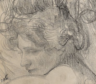 女性の頭、1890年頃（紙にクレヨン） 作： Albert de Belleroche