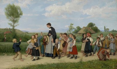 スクールウォーク。 1872 作： Albert Anker