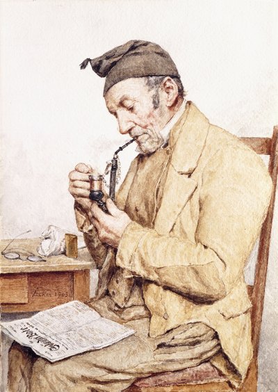 パイプの祖父、1903 作： Albert Anker