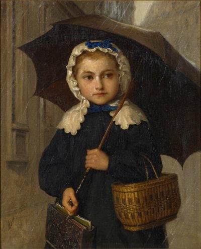 傘をさしたルイーズ・アンカー、1872 作： Albert Anker