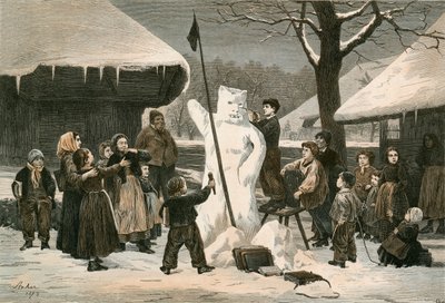 ベルン近くのスノーベアスクールボーイの娯楽 作： Albert Anker