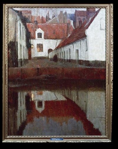 夕暮れのフランダースの小さな中庭 作： Albert Baertsoen