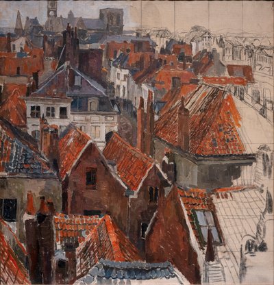 ゲントの屋根（未完成版）、1920～22年頃（キャンバスに油彩） 作： Albert Baertsoen