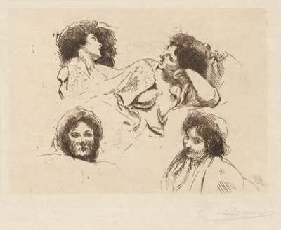 女性の4つの頭：「幸せな島」のための研究 作： Albert Besnard