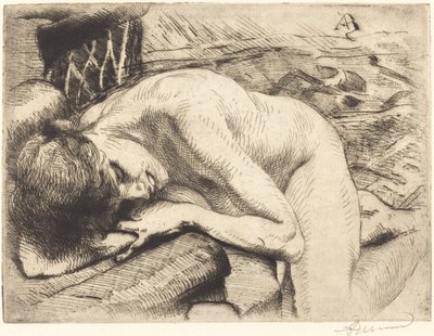 床で眠るモデル 作： Albert Besnard