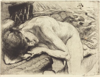 床で眠るモデル 作： Albert Besnard