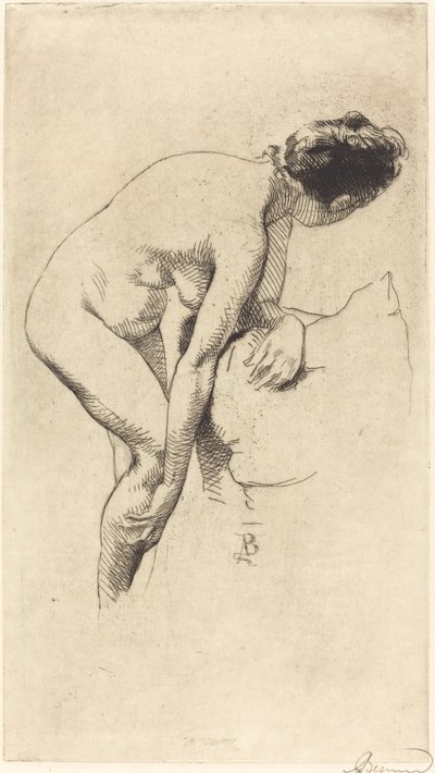 彼女の足を保持しているヌード 作： Albert Besnard