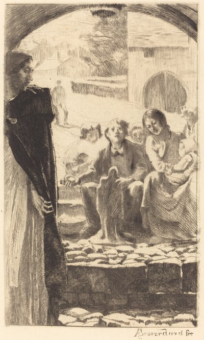 マルリー教会の門から聖母を写すピエール 作： Albert Besnard