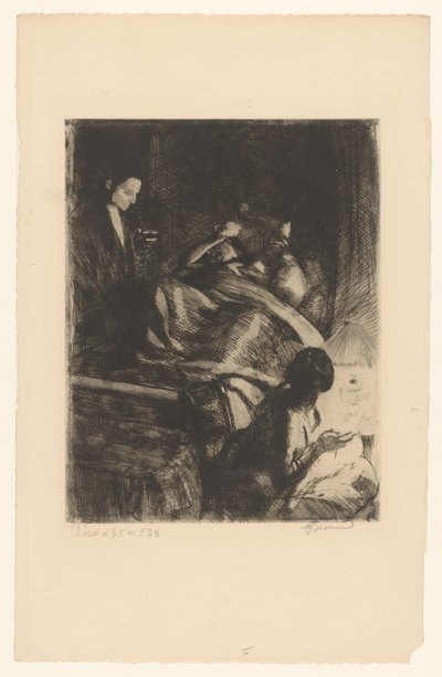 出産中の女性 作： Albert Besnard