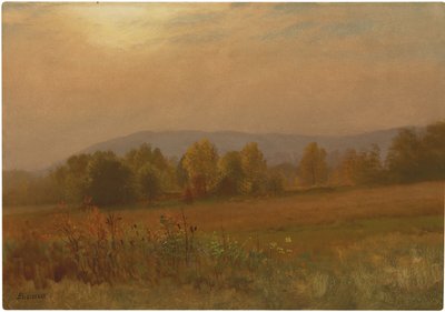 ニューイングランドの秋の風景（紙に油を塗った） 作： Albert Bierstadt