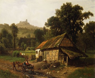 ふもとの丘で、1861 作： Albert Bierstadt