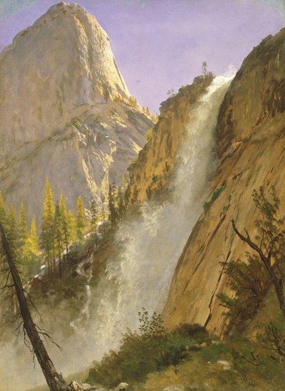 リバティキャップ、ヨセミテバレー、1873年（船上に置かれた紙に油彩） 作： Albert Bierstadt