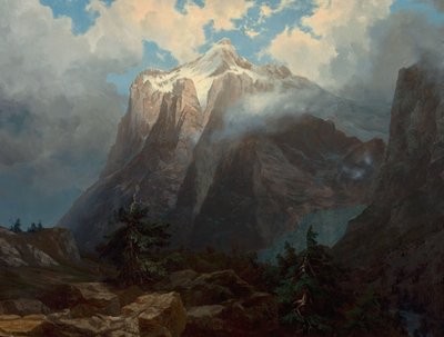 カリフォルニア州キングス・リバー・キャニオンからのブリュワー山 作： アルバートビアシュタット