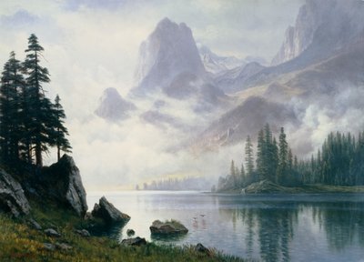 霧の中の山 作： Albert Bierstadt