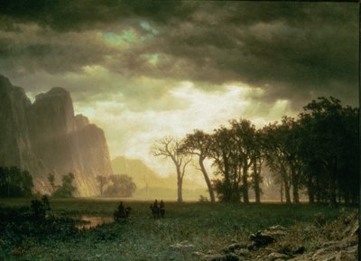 ヨセミテで嵐を通過 作： Albert Bierstadt