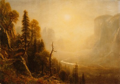ヨセミテバレー、グレイシャーポイントトレイルの調査、 作： Albert Bierstadt