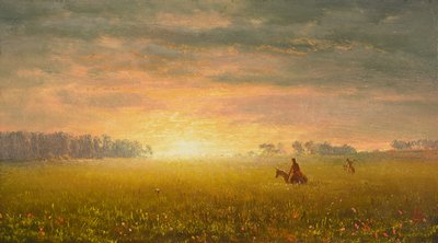 大草原の夕日 1861年頃 油彩・紙 作： Albert Bierstadt