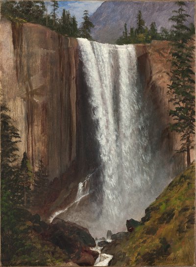 バーナル滝、1863年（紙に油彩、キャンバスにマウント） 作： Albert Bierstadt