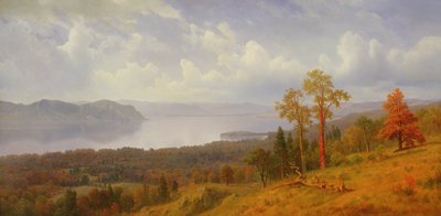 タッペンゼーをフックフック山に向かって眺めるハドソンの眺め、1866年 作： Albert Bierstadt