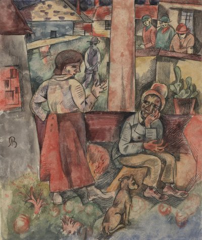 村の端; ファブリックシュタット 作： Albert Bloch
