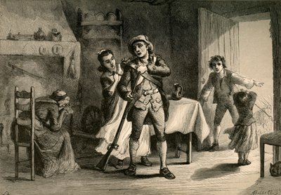 戦争の準備をしているミニッツマン、1877年。 作： Albert Bobbett