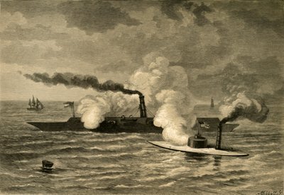 メリマックに対するモニターの攻撃、1878年。 作： Albert Bobbett