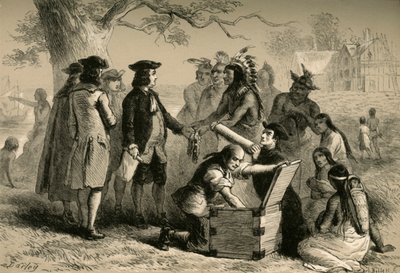 インディアンとのペン条約、1877年。 作： Albert Bobbett
