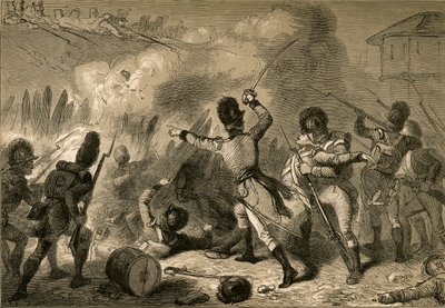 イギリス軍は1878年にスティーブンソン砦で撃退した。 作： Albert Bobbett