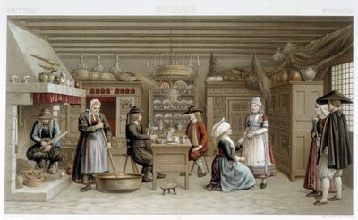 19世紀のブルトン人の衣装とインテリア - ラシネの「Le costume ancien et historique」にて 作： Albert Charles August Racinet