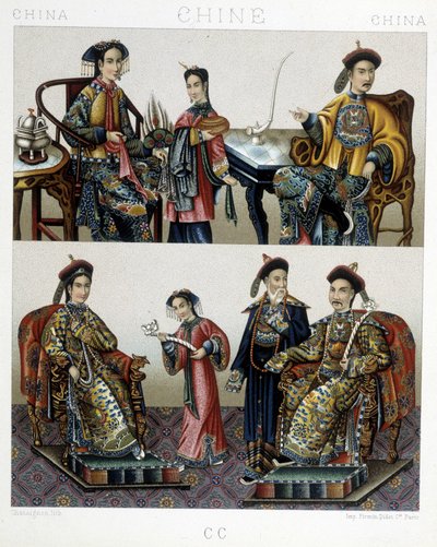 中国の貴族-ラシーネの「Le costume historique」にて 作： Albert Charles August Racinet