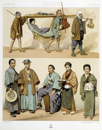 日本におけるコスチュームと輸送 作： Albert Charles August Racinet