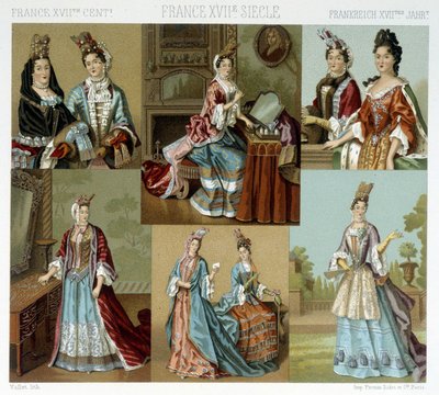 18世紀のフランスのファッションとヘアスタイル - 19世紀後半、ラシーネの「Le costume historique」にて 作： Albert Charles August Racinet