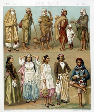 ラシネの「Le costume historique」に掲載されたイラスト 作： Albert Charles August Racinet