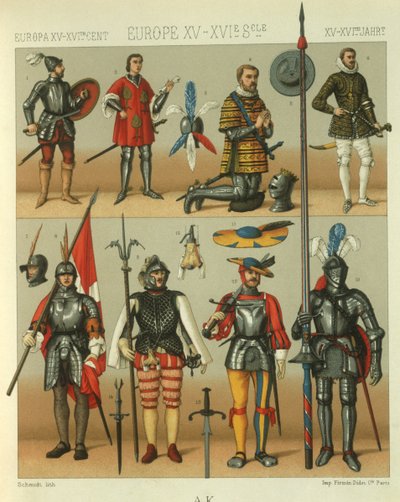 ヨーロッパの戦士の鎧のイラスト 作： Albert Charles August Racinet