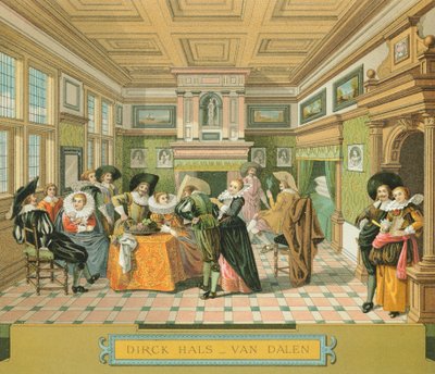 17世紀のオランダ貴族の住居の内部（Racinet Auguste著「The Complete Costume History」より）。 作： Albert Charles August Racinet