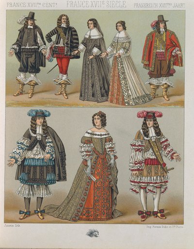 オーギュスト・ラシネの "Le Costume Historique"（コスチューム全史）第5巻 作： Albert Charles August Racinet