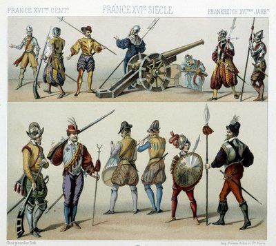 16世紀の戦士たち-ラシーネの「歴史的衣装」にて 作： Albert Charles August Racinet