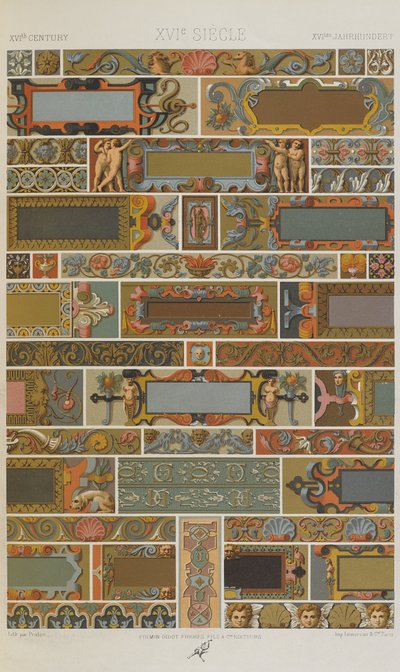 XVIセンチュリー、多色飾りのプレート71：金、銀、色の100プレート、1873 作： Albert Charles August Racinet